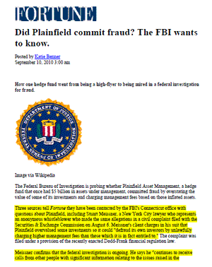 Did Plainfield Commit Fraud. FB wants to Know. Meissner Quoted